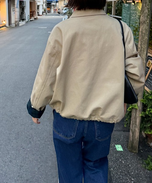 CANAL JEAN（キャナルジーン）の「Lakey Park　ヘビーツイルスタンドカラーブルゾン（ブルゾン・レディース・ネイビー/ベージュ・ONE SIZE）」の19枚目の写真