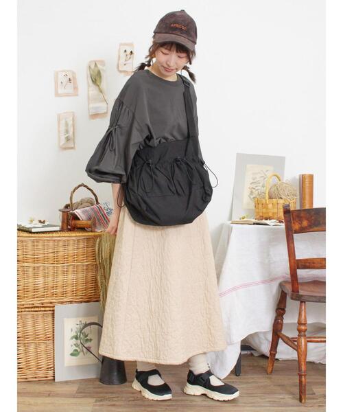 Samansa Mos2（サマンサ モスモス）の「花柄キルトAラインスカート（スカート・レディース・カーキ/ブラック/キナリ・F）」の10枚目の写真