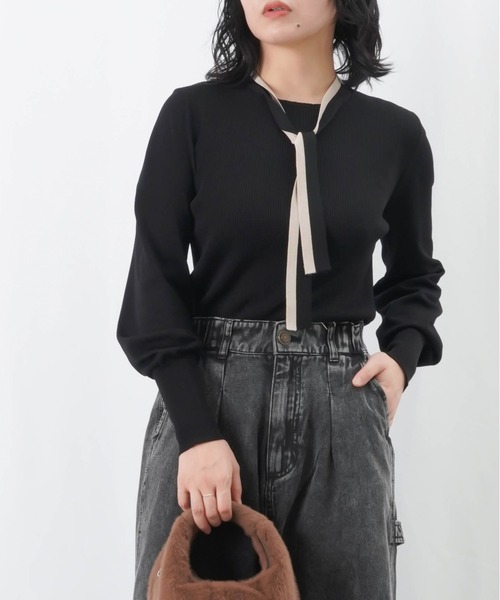 【セール】LC/LLL ボウタイリブニット / バイカラーラインボウタイニット（ニット/セーター）｜LUCA/LADY LUCK LUCA（ルカ/レディラックルカ）