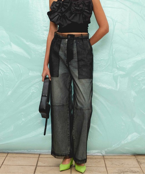 【待望★】 Tulle Layer Denim Pants/チュールレイヤーデニム【MAISON パンツ