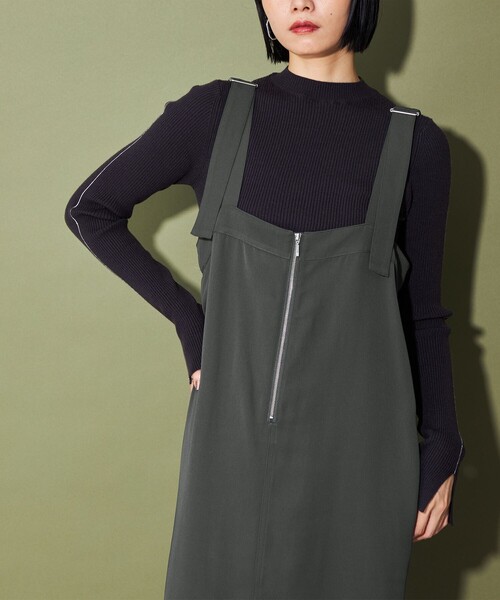 CITEN（シテン）の「＜CITEN＞ジップディテールワンピース（ワンピース・レディース・ブラック/ダークグレー・FREE）」の3枚目の写真
