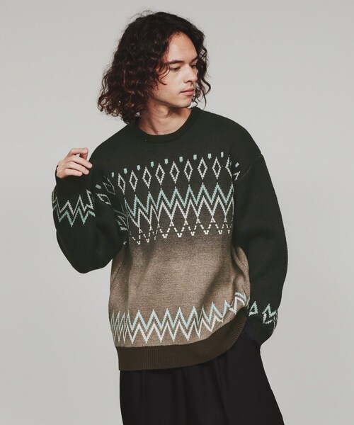 【セール】グラデダイフェアアイルニット（ニット/セーター）｜tk.TAKEO KIKUCHI（ティーケータケオキクチ）