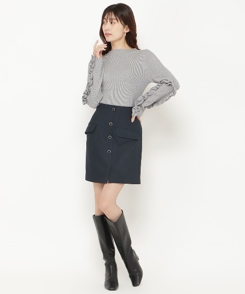 AND COUTURE(アンドクチュール)の「袖フリルハイネックリブニットプルオーバー(ニット/セーター・レディース・オフホワイト/ブラック/グレー・FREE)」の20枚目の写真