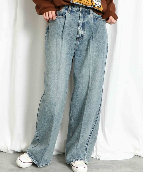 GORGE(ゴージ)の「《タック入り×美脚ワイド》レディース デニムパンツ ルーズシルエット 体型カバー 春夏秋冬(デニムパンツ・レディース・ブルー系その他/ブラック・S/M)」の6枚目の写真
