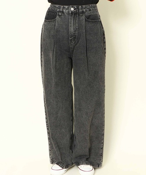 GORGE(ゴージ)の「《タック入り×美脚ワイド》レディース デニムパンツ ルーズシルエット 体型カバー 春夏秋冬(デニムパンツ・レディース・ブルー系その他/ブラック・S/M)」の7枚目の写真