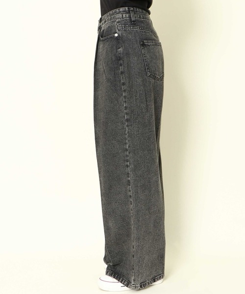 GORGE(ゴージ)の「《タック入り×美脚ワイド》レディース デニムパンツ ルーズシルエット 体型カバー 春夏秋冬(デニムパンツ・レディース・ブルー系その他/ブラック・S/M)」の9枚目の写真