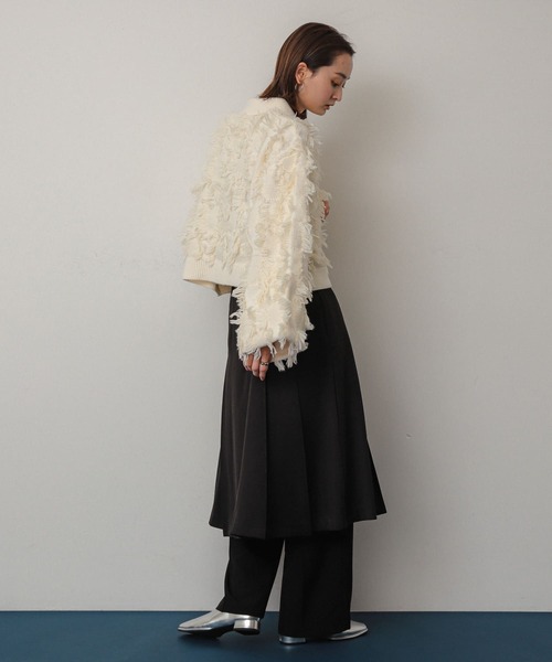 SENSE OF PLACE by URBAN RESEARCH(センスオブプレイスバイアーバンリサーチ)の「フリンジニットジャケット(その他アウター・レディース・ブラック系その他/アイボリー/レッド・ONE)」の10枚目の写真