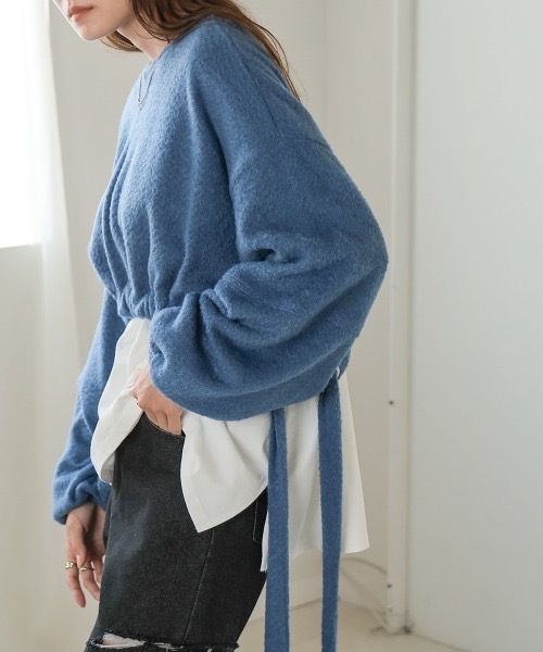 Bab(バブ)の「裾ドロストシャギーショート丈トップス(Tシャツ/カットソー・レディース・アイボリー/ブラウン/ブルー・FREE)」の3枚目の写真