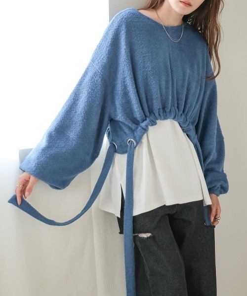 Bab(バブ)の「裾ドロストシャギーショート丈トップス(Tシャツ/カットソー・レディース・アイボリー/ブラウン/ブルー・FREE)」の8枚目の写真