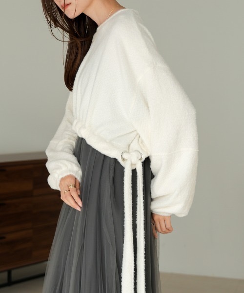 Bab(バブ)の「裾ドロストシャギーショート丈トップス(Tシャツ/カットソー・レディース・アイボリー/ブラウン/ブルー・FREE)」の11枚目の写真