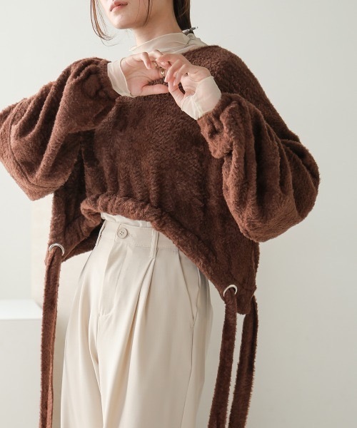 Bab(バブ)の「裾ドロストシャギーショート丈トップス(Tシャツ/カットソー・レディース・アイボリー/ブラウン/ブルー・FREE)」の18枚目の写真