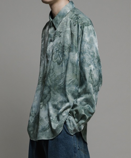 CASPER JOHN(キャスパージョン)の「Various loose shirts-tie dye jacquard-/バリアスルーズシャツ-タイダイジャガード-(シャツ/ブラウス・メンズ・グレー/ブラック/ミント・LARGE/MEDIUM/SMALL/X-SMALL)」の3枚目の写真