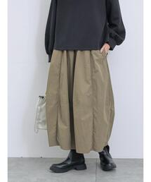 Samansa Mos2 blue | グログランナイロンギャザースカート(スカート)