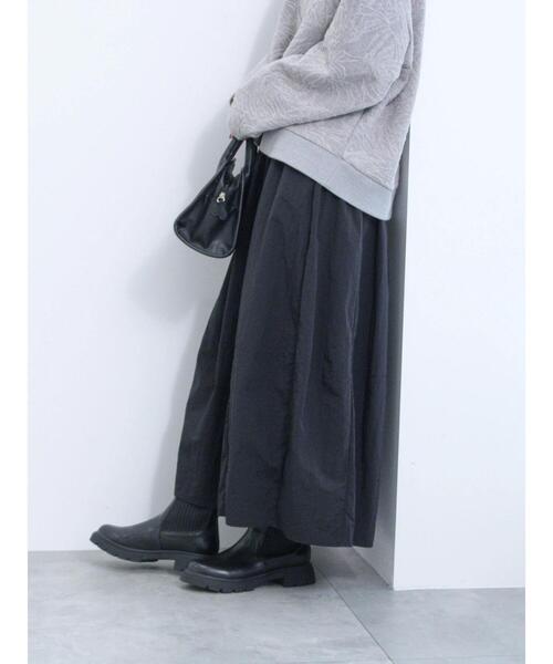 Samansa Mos2 blue（サマンサモスモスブルー）の「グログランナイロンギャザースカート（スカート・レディース・キャメル/カーキ/ブラック・F）」の2枚目の写真