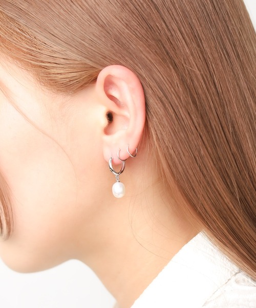W】【it】【MUSES】淡水パールフープピアス（ピアス（両耳用