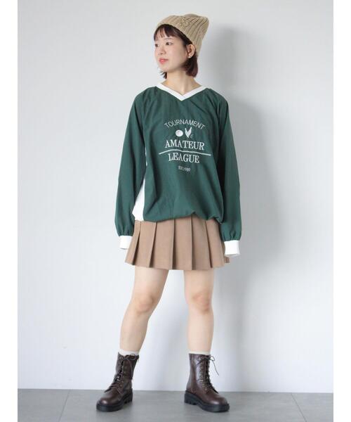 ehka sopo(エヘカソポ)の「◎ナイロンロゴ配色プルオーバー(シャツ/ブラウス・レディース・オフホワイト/グリーン/ネイビー・F)」の8枚目の写真