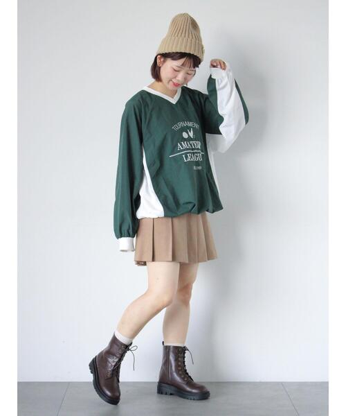 ehka sopo(エヘカソポ)の「◎ナイロンロゴ配色プルオーバー(シャツ/ブラウス・レディース・オフホワイト/グリーン/ネイビー・F)」の9枚目の写真
