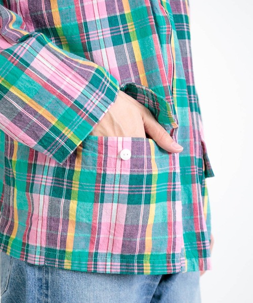 SPELLBOUND（スペルバウンド）の「[SPELLBOUND / スペルバウンド] インドマドラス フードシャツ（シャツ/ブラウス・メンズ・ピンク系その他・2/3）」の8枚目の写真