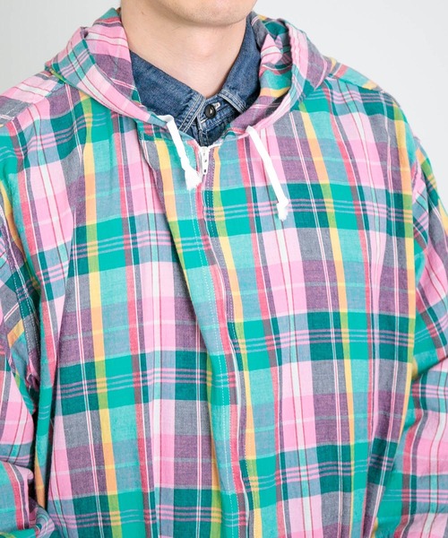 SPELLBOUND（スペルバウンド）の「[SPELLBOUND / スペルバウンド] インドマドラス フードシャツ（シャツ/ブラウス・メンズ・ピンク系その他・2/3）」の7枚目の写真