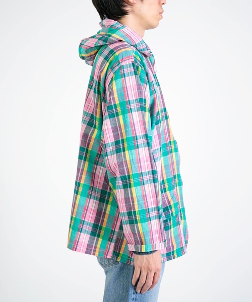 SPELLBOUND（スペルバウンド）の「[SPELLBOUND / スペルバウンド] インドマドラス フードシャツ（シャツ/ブラウス・メンズ・ピンク系その他・2/3）」の5枚目の写真