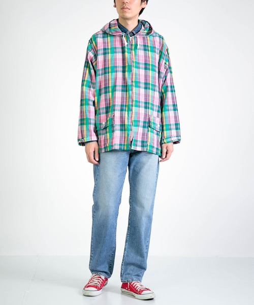 SPELLBOUND（スペルバウンド）の「[SPELLBOUND / スペルバウンド] インドマドラス フードシャツ（シャツ/ブラウス・メンズ・ピンク系その他・2/3）」の2枚目の写真