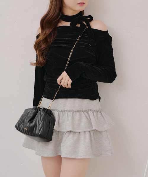 continuer de NICE CLAUP(コンティニューデナイスクラップ)の「【ZOZO限定/インフルエンサー企画】ベロアトップス(Tシャツ/カットソー・レディース・レンガ/ブラウン/ブラック・FREE)」の6枚目の写真