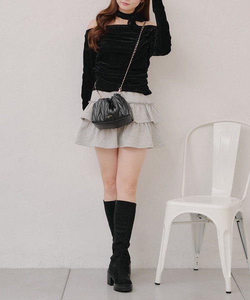 continuer de NICE CLAUP(コンティニューデナイスクラップ)の「【ZOZO限定/インフルエンサー企画】ベロアトップス(Tシャツ/カットソー・レディース・レンガ/ブラウン/ブラック・FREE)」の9枚目の写真