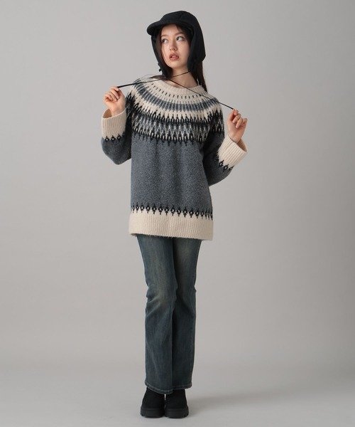 FOREVER 21（フォーエバー トゥエンティーワン）の「【2024FW】求心柄ビッグニットプルオーバー（ニット/セーター・レディース・ベージュ/グレー・FREE）」の17枚目の写真