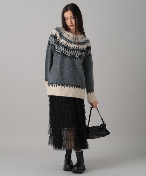 FOREVER 21（フォーエバー トゥエンティーワン）の「【2024FW】求心柄ビッグニットプルオーバー（ニット/セーター・レディース・ベージュ/グレー・FREE）」の19枚目の写真