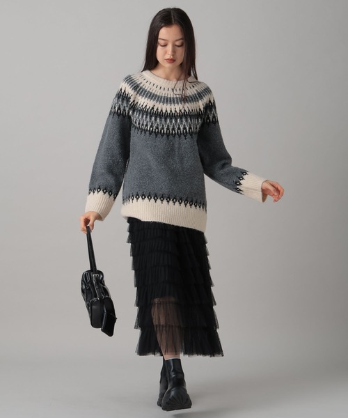 FOREVER 21（フォーエバー トゥエンティーワン）の「【2024FW】求心柄ビッグニットプルオーバー（ニット/セーター・レディース・ベージュ/グレー・FREE）」の20枚目の写真