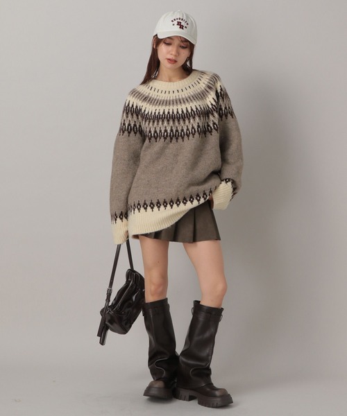 FOREVER 21（フォーエバー トゥエンティーワン）の「【2024FW】求心柄ビッグニットプルオーバー（ニット/セーター・レディース・ベージュ/グレー・FREE）」の10枚目の写真