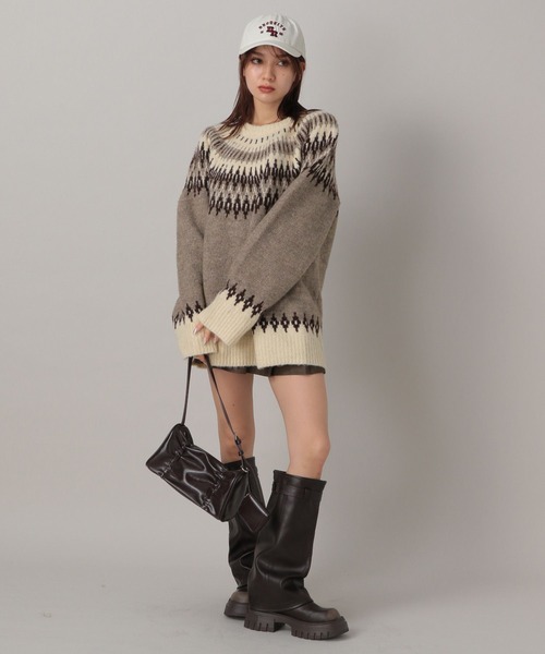 FOREVER 21（フォーエバー トゥエンティーワン）の「【2024FW】求心柄ビッグニットプルオーバー（ニット/セーター・レディース・ベージュ/グレー・FREE）」の11枚目の写真