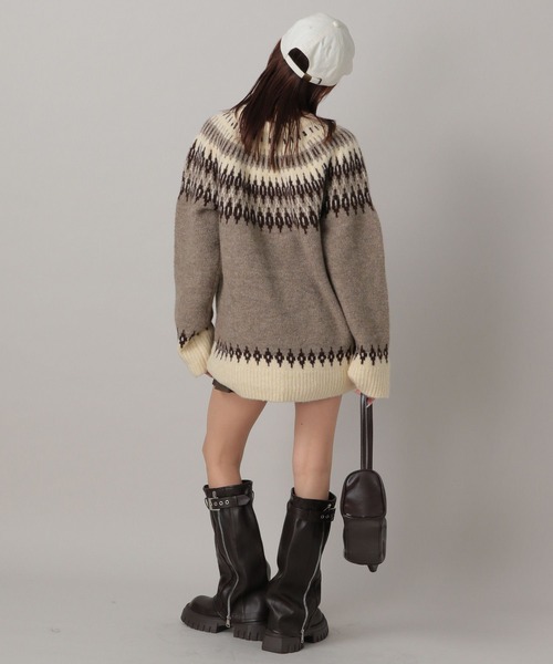 FOREVER 21（フォーエバー トゥエンティーワン）の「【2024FW】求心柄ビッグニットプルオーバー（ニット/セーター・レディース・ベージュ/グレー・FREE）」の13枚目の写真