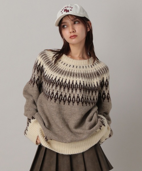 FOREVER 21（フォーエバー トゥエンティーワン）の「【2024FW】求心柄ビッグニットプルオーバー（ニット/セーター・レディース・ベージュ/グレー・FREE）」の14枚目の写真