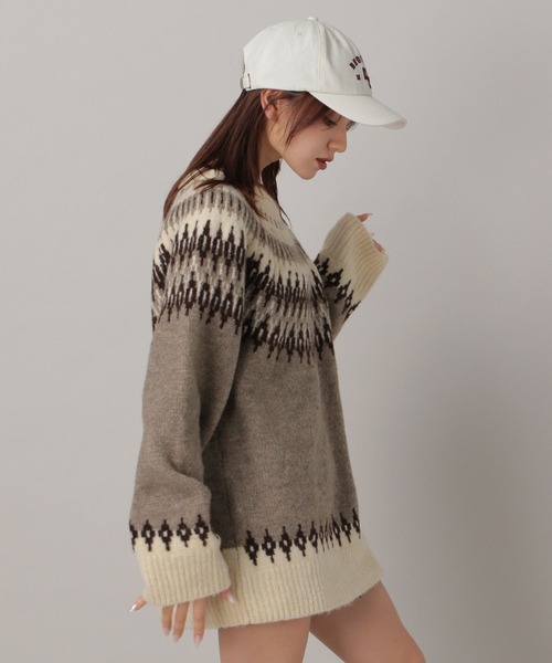 FOREVER 21（フォーエバー トゥエンティーワン）の「【2024FW】求心柄ビッグニットプルオーバー（ニット/セーター・レディース・ベージュ/グレー・FREE）」の15枚目の写真