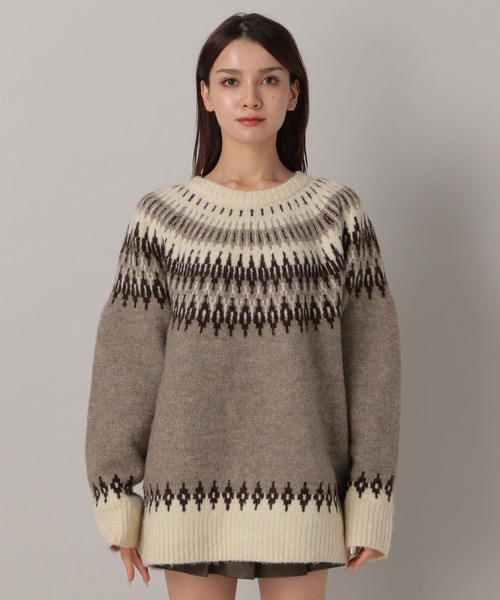 FOREVER 21（フォーエバー トゥエンティーワン）の「【2024FW】求心柄ビッグニットプルオーバー（ニット/セーター・レディース・ベージュ/グレー・FREE）」の22枚目の写真