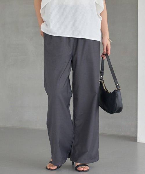 LAVEANGE（ラビアンジェ）の「【洗える】シャーリングウエストイージーパンツ（その他パンツ・レディース・ブラウン/グレー/ブラック・M/LL/3L/4L/5L）」の2枚目の写真