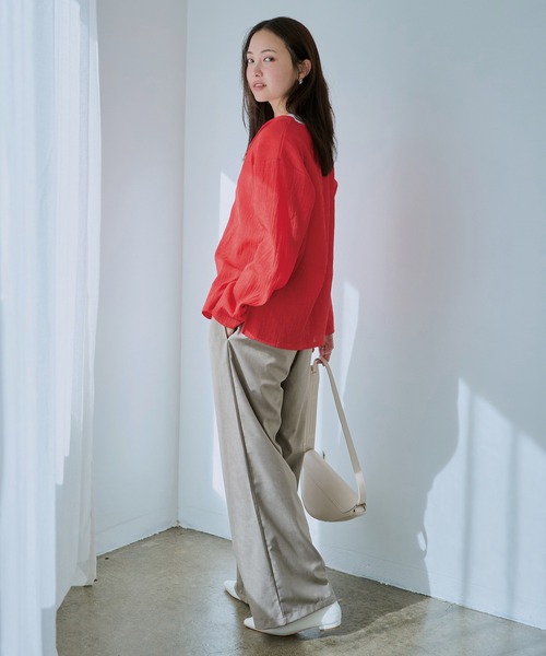 LAVEANGE（ラビアンジェ）の「【洗える】シャーリングウエストイージーパンツ（その他パンツ・レディース・ブラウン/グレー/ブラック・M/LL/3L/4L/5L）」の21枚目の写真