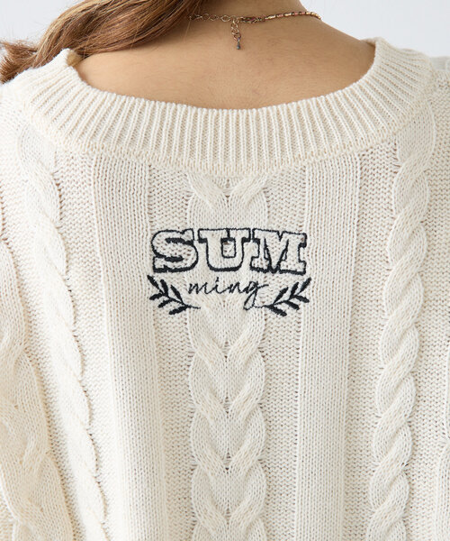 w closet(ダブルクローゼット)の「コード刺繍ケーブルニット(ニット/セーター・レディース・オフホワイト/グレー/ネイビー・FREE)」の12枚目の写真