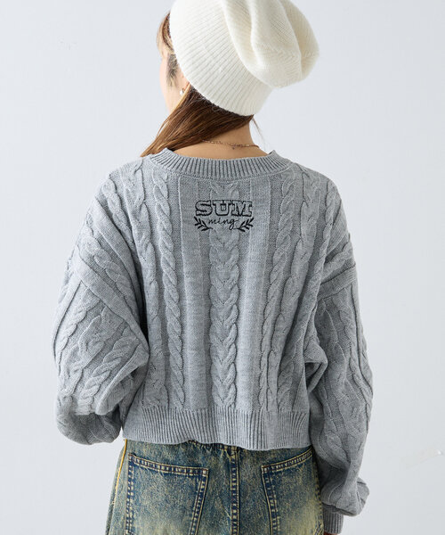 w closet(ダブルクローゼット)の「コード刺繍ケーブルニット(ニット/セーター・レディース・オフホワイト/グレー/ネイビー・FREE)」の20枚目の写真