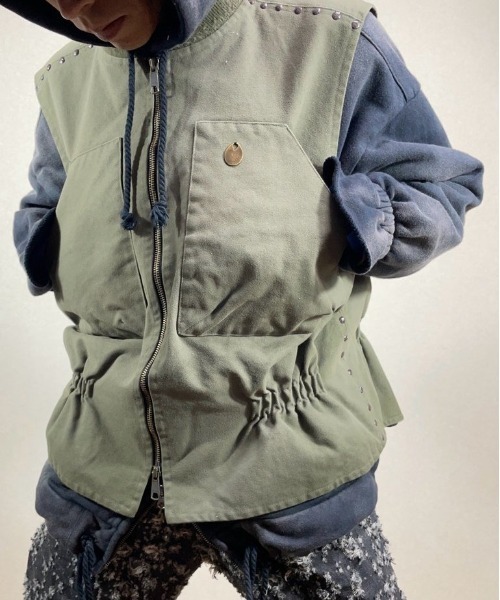 【NAM / ナム】BELLOWS WOEK VEST - GEL STUDS（ベスト）｜2AM（ツーエイエム）