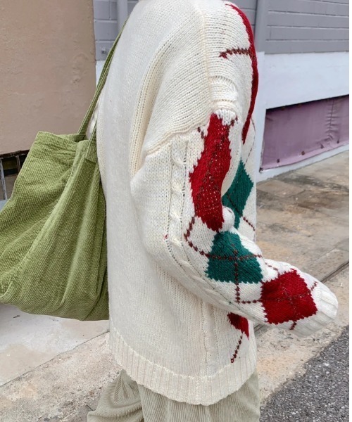 セール】ダイヤ柄ニットカーディガン（カーディガン/ボレロ）｜Coo+i