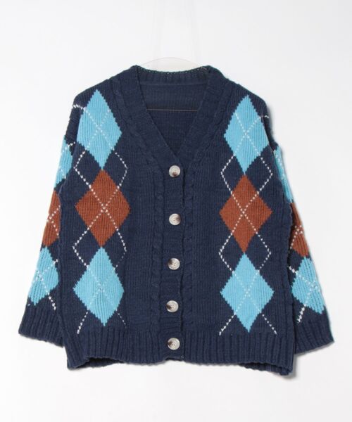 セール】ダイヤ柄ニットカーディガン（カーディガン/ボレロ）｜Coo+i