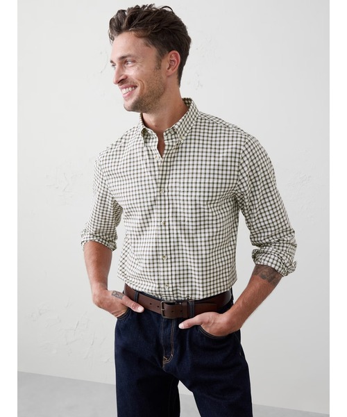 BANANA REPUBLIC FACTORY STORE(バナナリパブリック ファクトリーストア)の「BANANA REPUBLIC FACTORY STORE コットンシャツ(シャツ/ブラウス・メンズ・チェック/イエロー/ブルー/ブルー系その他/ライトブルー/ホワイト×ネイビー/その他1/ブラウン系その他/グレー/マルチ/カーキ/その他/ネイビー/ブラウン/ホワイト系その他/ブルー系その他2/ブルー系その他3・XL/L/M/S)」の7枚目の写真