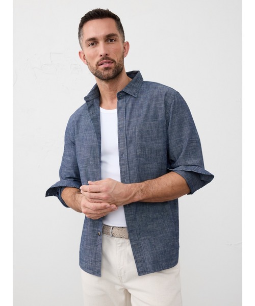 BANANA REPUBLIC FACTORY STORE(バナナリパブリック ファクトリーストア)の「BANANA REPUBLIC FACTORY STORE コットンシャツ(シャツ/ブラウス・メンズ・チェック/イエロー/ブルー/ブルー系その他/ライトブルー/ホワイト×ネイビー/その他1/ブラウン系その他/グレー/マルチ/カーキ/その他/ネイビー/ブラウン/ホワイト系その他/ブルー系その他2/ブルー系その他3・XL/L/M/S)」の10枚目の写真