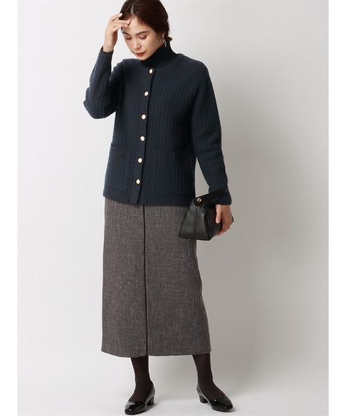 SUIT SQUARE（スーツスクエア）の「ニットジャケット ハンドウォッシュ ジャカード メタルボタン（ニット/セーター・レディース・チャコールグレー/ネイビー・38(9号)）」の13枚目の写真