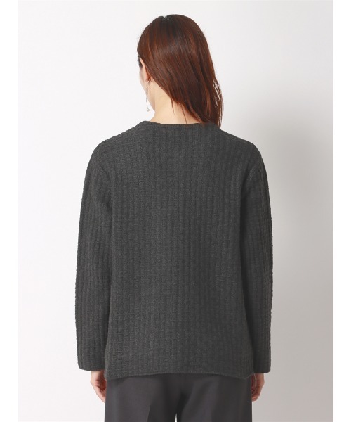 SUIT SQUARE（スーツスクエア）の「ニットジャケット ハンドウォッシュ ジャカード メタルボタン（ニット/セーター・レディース・チャコールグレー/ネイビー・38(9号)）」の9枚目の写真