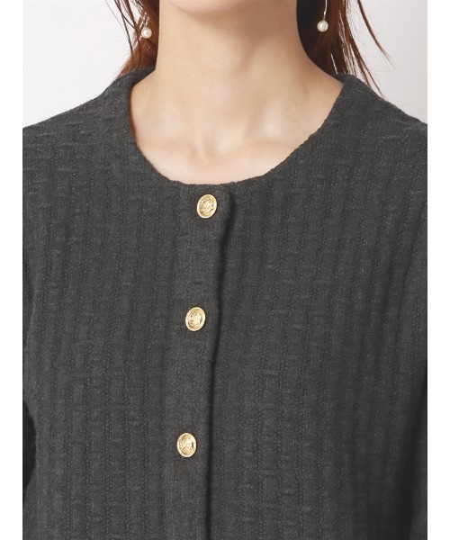 SUIT SQUARE（スーツスクエア）の「ニットジャケット ハンドウォッシュ ジャカード メタルボタン（ニット/セーター・レディース・チャコールグレー/ネイビー・38(9号)）」の11枚目の写真