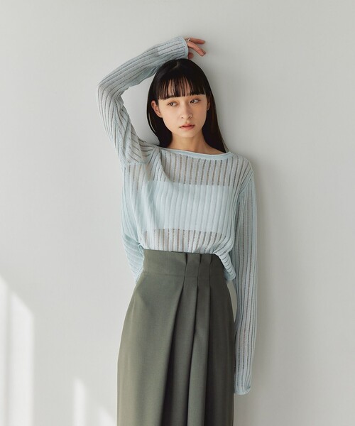 EMMEL REFINES（エメルリファインズ）の「＜EMMEL REFINES＞EM ハリヌキ ロングスリーブ ニット プルオーバー（ニット/セーター・レディース・レッド/ライトブルー/オフホワイト・FREE）」の5枚目の写真