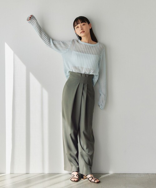 EMMEL REFINES（エメルリファインズ）の「＜EMMEL REFINES＞EM ハリヌキ ロングスリーブ ニット プルオーバー（ニット/セーター・レディース・レッド/ライトブルー/オフホワイト・FREE）」の6枚目の写真